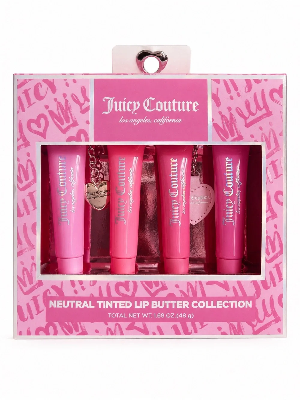Juicy Couture Neutral Tinted Lip Butter Collection 4 Pc Gift Set NWT Charms